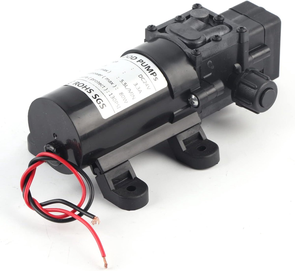 SnelShoppen - 24V 80W Diafragmpomp Waterpomp Zelf Primingpomp met Drukschakelaar voor Auto, Caravan, Tuin en Camping - Hitte- en Alkalibestendig Mater