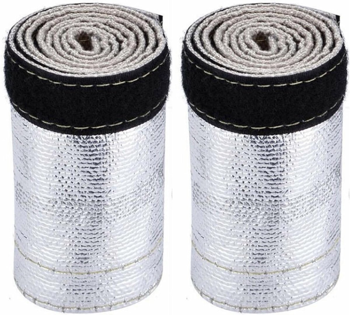 SnelShoppen - Set van 2 Warmtebeschermers met Aluminium Slang, 600 x 106 mm, Geïsoleerde Draadslang Bescherming, Off-Wit, Warmtebescherming, Zilveren