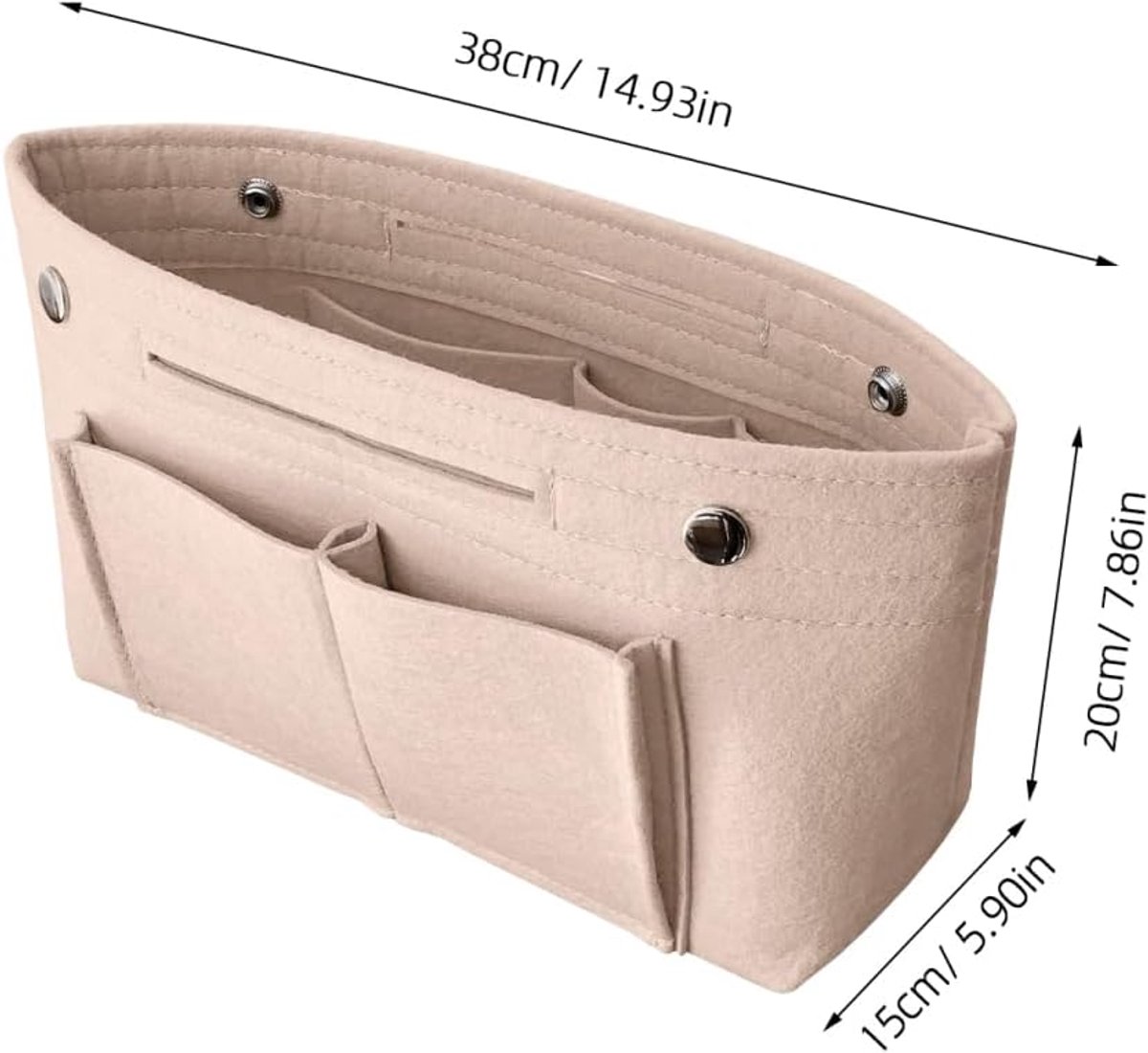 SnelShoppen - Minkissy Opbergtas - Handtas Cosmetica-Organizer - Inzettas voor Make-up Accessoires - Beige - 30 x 18 x 12 cm - Ideaal voor Reizen en D