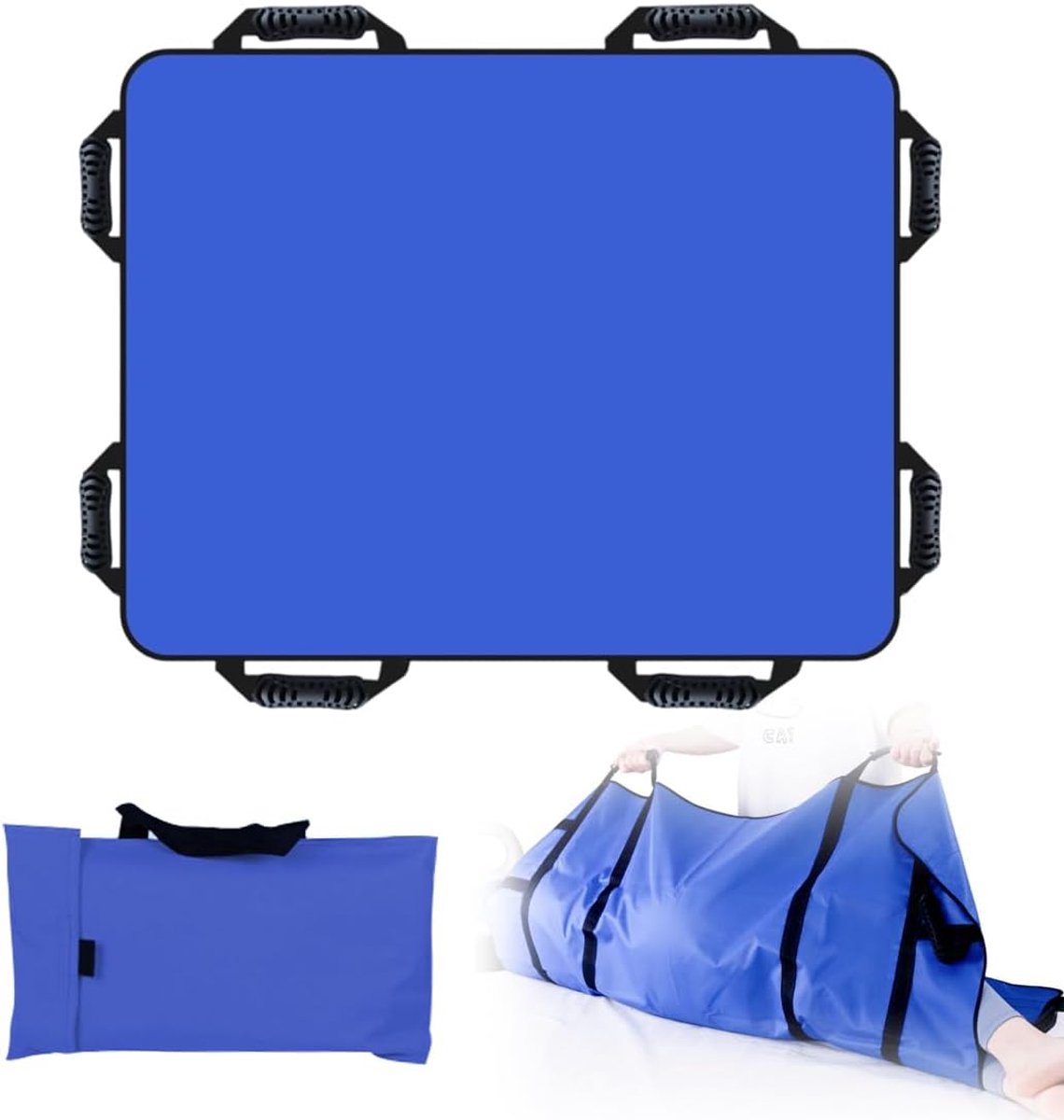 LOMUG Patient Lifter Transfer Board 120 x 100 cm Bed Mat with 8 Handles and Handbag, Patient Transfer Board, Reusable - ShopVlot