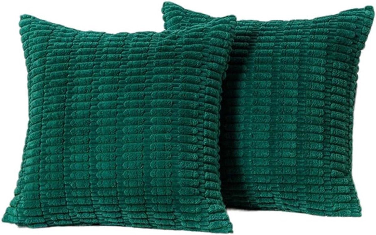 SnelShoppen - Wambere Decoratieve Kussenhoezen Set van 2 Corduroy Kussenhoezen voor Decoratieve Kussens, Sofa Kussen, Woonkamer, Kantoor, Hotel, Donke