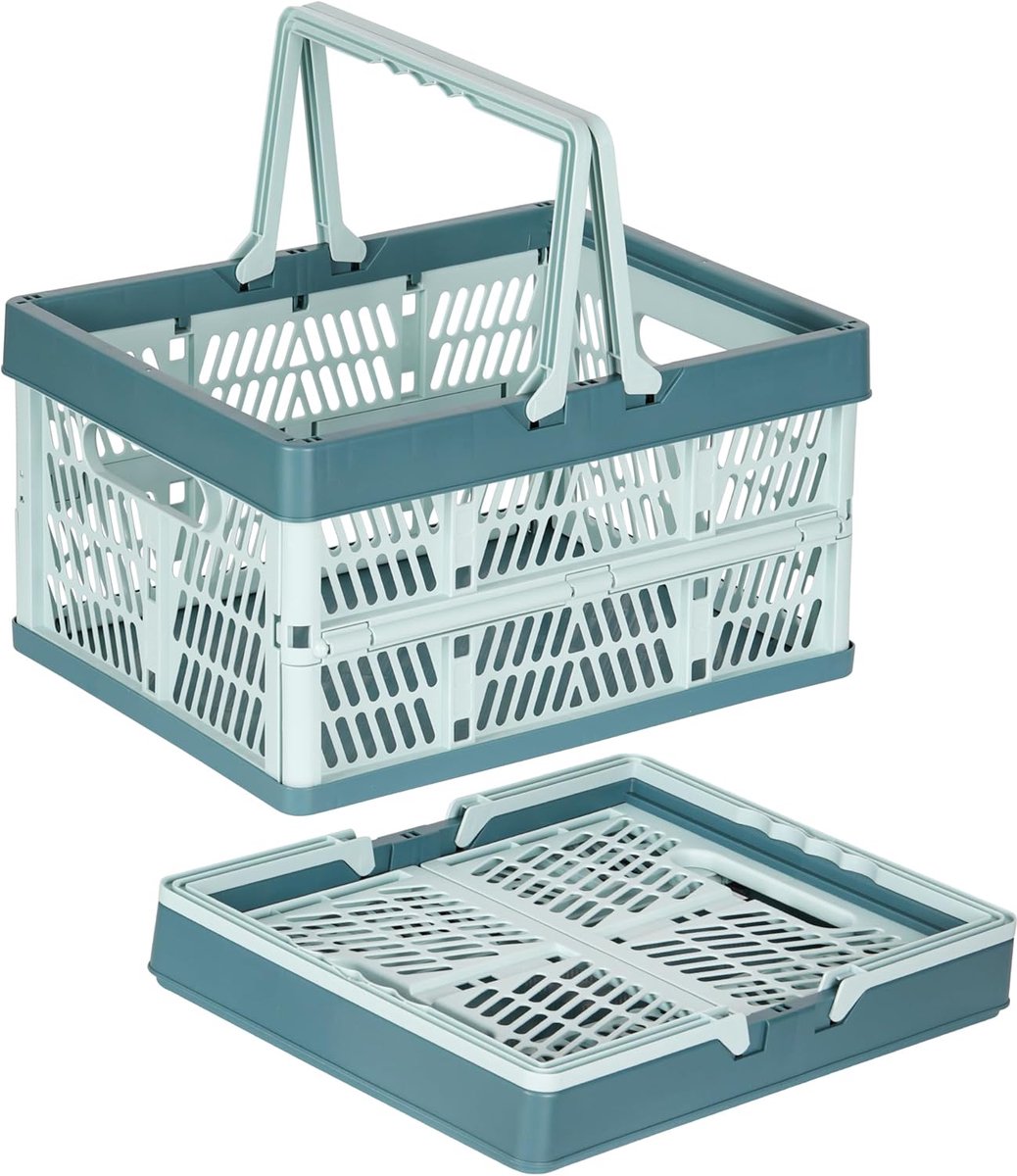 SnelShoppen - Vouwbare Opbergdozen voor Organiseren, Plastic Stapelbare Melkdozen met Handvatten, Vouwbare Boodschappentas Geschikt voor Thuis Badkame