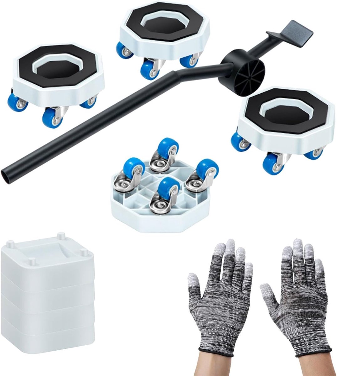 SnelShoppen - BigKing Meubelroller, Transportroller, Meubelwielen Set, Klein, Meubeltransportwielen met Antislip Pads, Hefmechanisme en 360° Rubber Wi