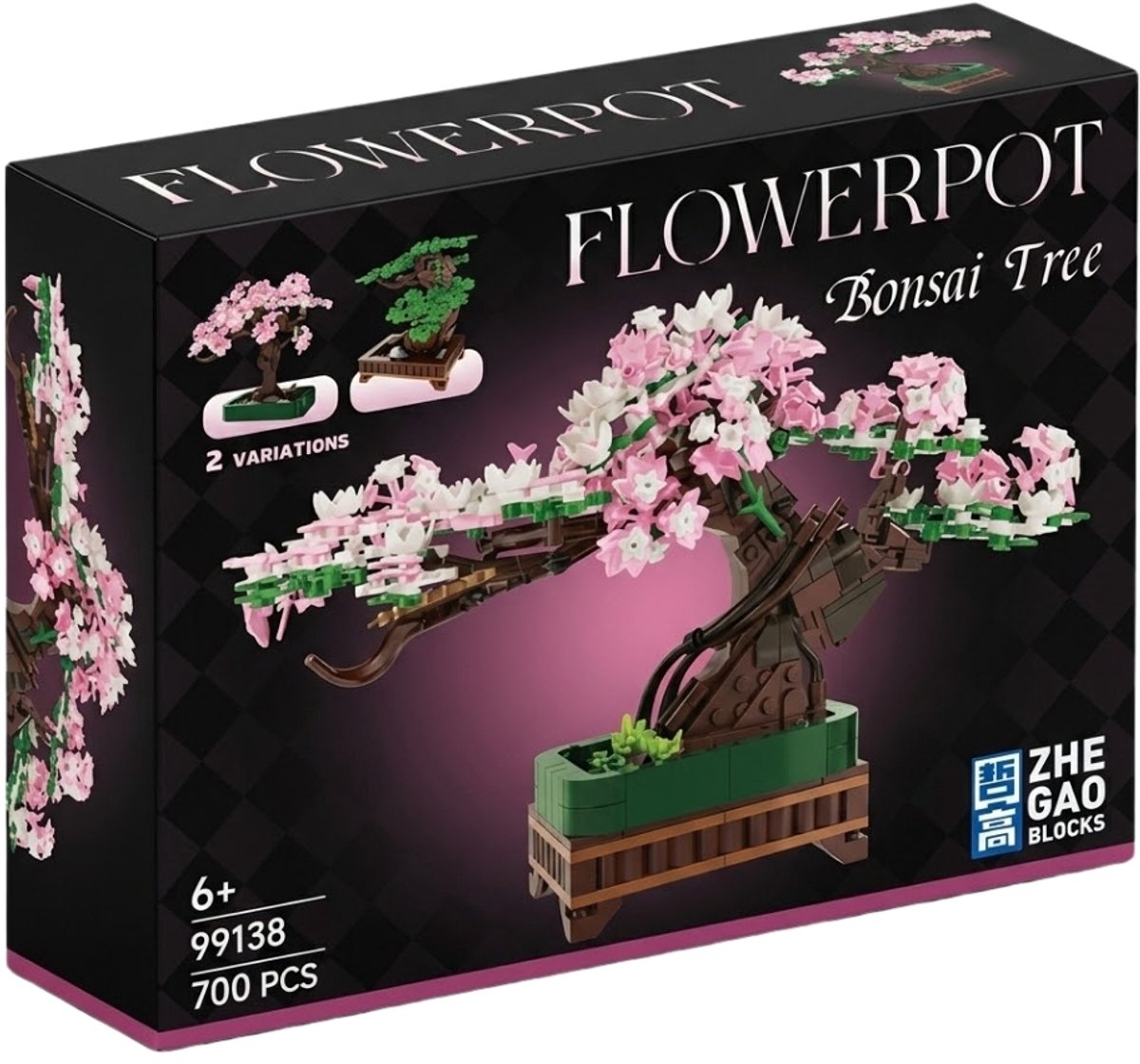Zhe Gao 99138 Japanse 3 in 1 bloemen plantje bouwset | Botanical Bonsai | Sakura Flowers Collection | Classic Creator STEM speelgoed bouwpakket voor volwassenen en kinderen | Decoratie modelbouw niet geschikt voor lego | Bouwdoos met 700 bouwstenen — afbeelding 11