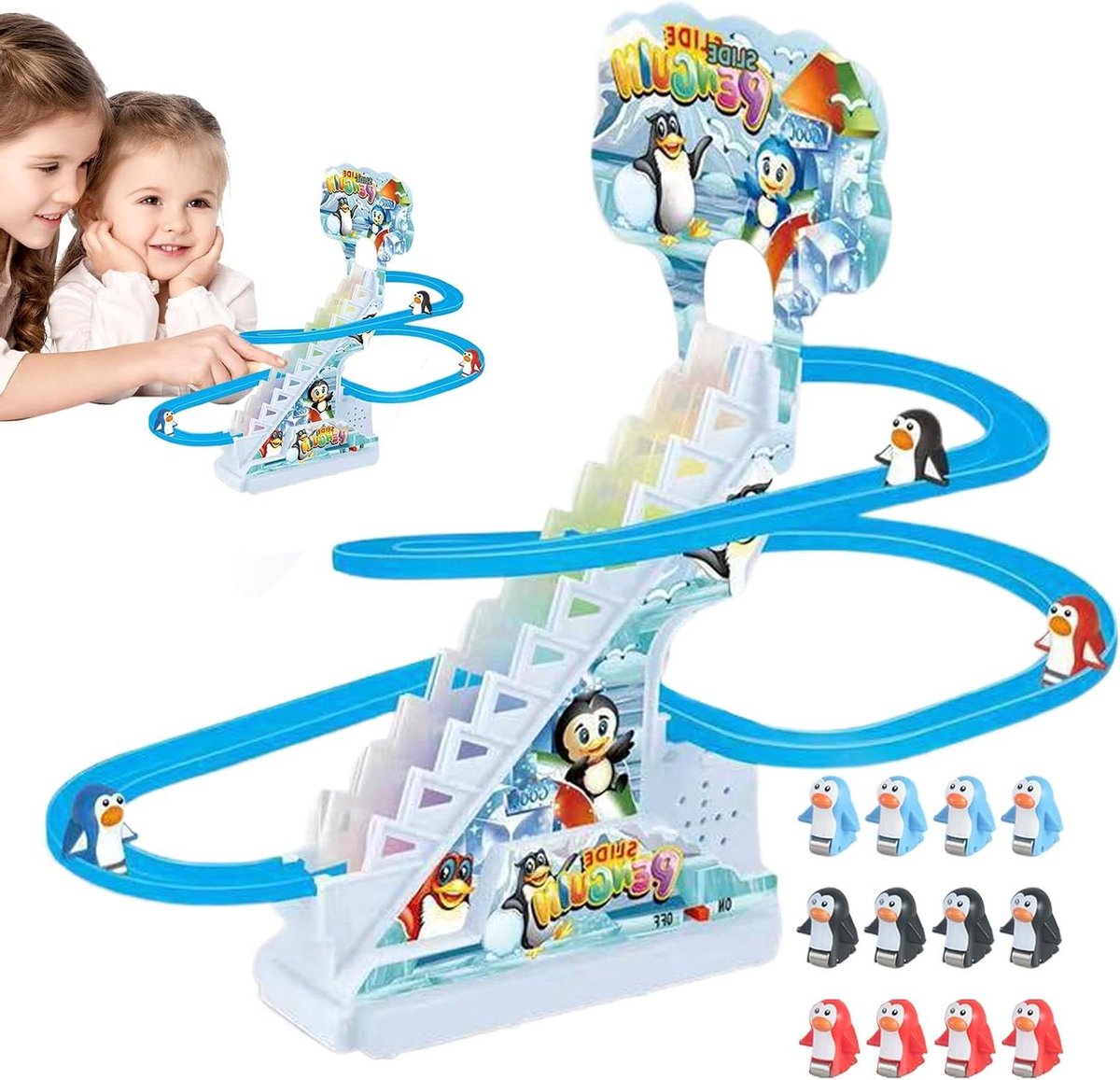 Pinguïn Racebaan - Klimbaan Spel - Kinderen Spelen - Automatische Klimfunctie - 12 Figuren - Multicolor