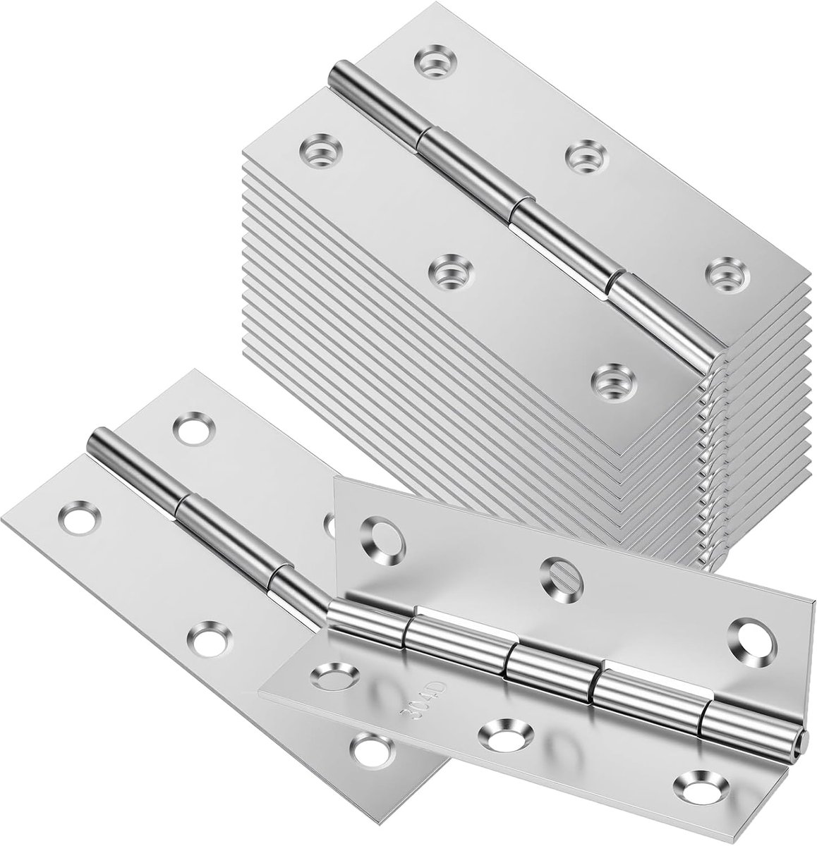 SnelShoppen - 40 stuks deurscharnieren 66 x 38 mm, roestvrij stalen scharnieren voor deuren, laden, kasten, interne en externe deurinstallatie met sch