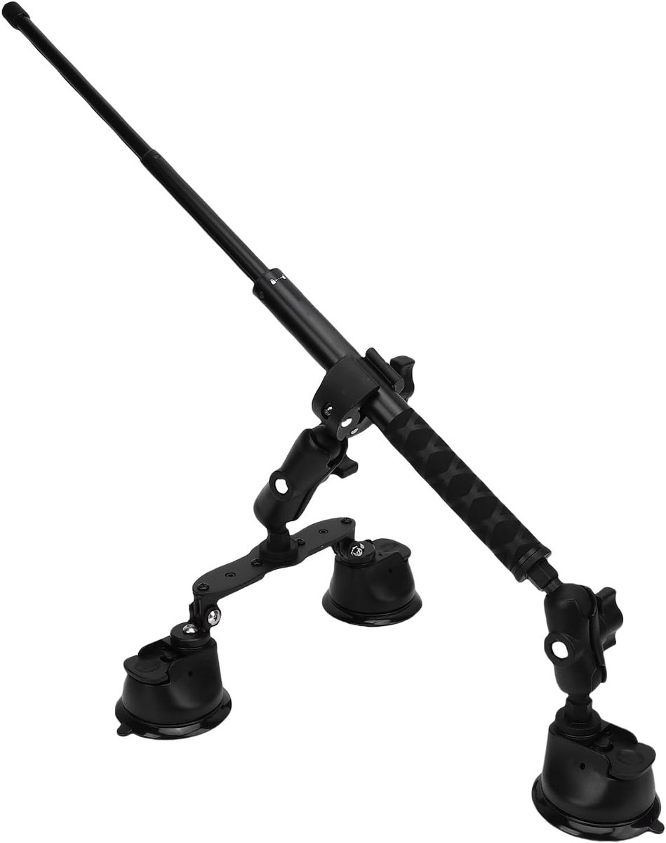 SnelShoppen - Driehoekige Camera Houder met Stabilisatie, Draagtas en Telescopische Selfiestick voor Actiecamera's, Duurzaam Aluminium, Voor Voertuige