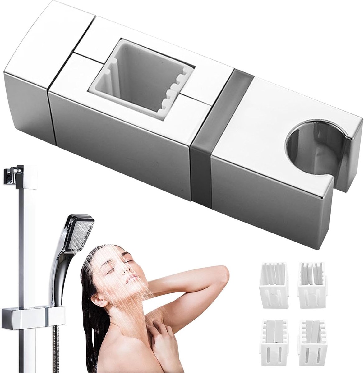 SnelShoppen - Vervangende Douchekop Houder, 360 Graden Rotatieve Verstelbare Douchekop Steun, Wandgemonteerd, Douche Rail Slider voor 18-25mm Douchebu