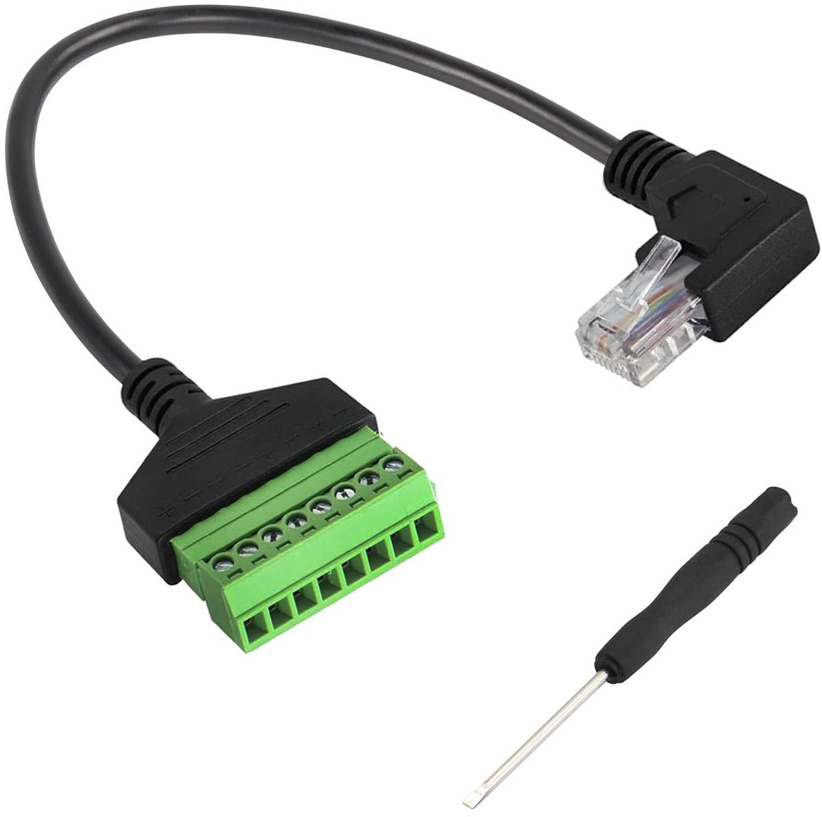 SnelShoppen - RJ45 Aansluitkabel met Schroefterminals, Soldering Vrije Plug RJ45, 8P8C Ethernet Verlengadapter 30cm Rechts voor Cat5 Cat6 AV CCTV DVR