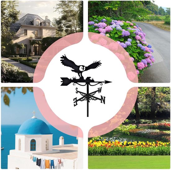 Tuinslinger Metaal - Windmeter Tuin - Decoratie Buiten - Hond en Muis Design - Met Grondpen - Zwart — afbeelding 5