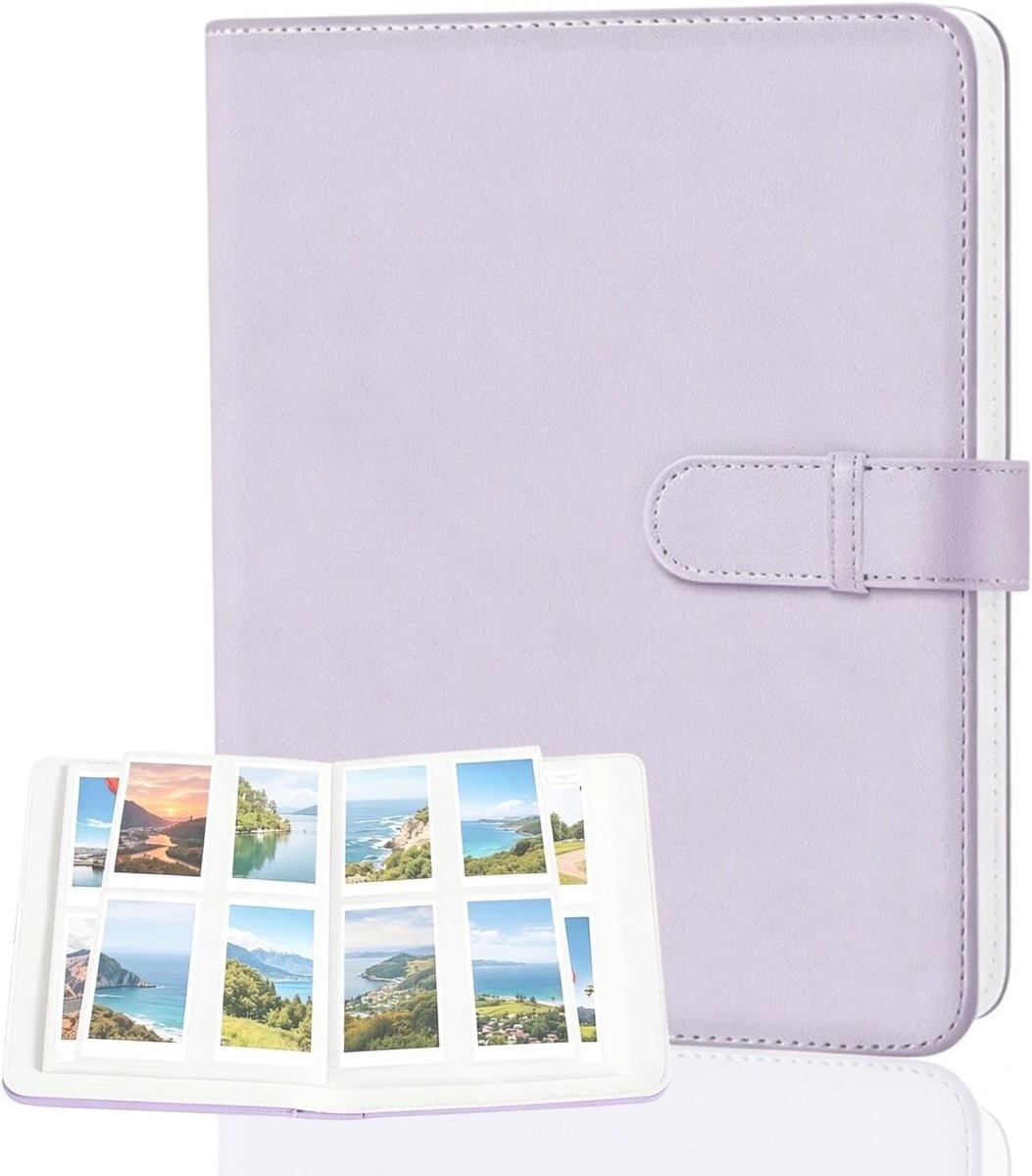 Klein fotoalbum met 256 vakken, paars mini-filmalbum voor 7,6 cm foto's, stofdicht fotoboek voor herinneringen, bruiloften en verjaardagen, ideaal voor documentatie en opslag