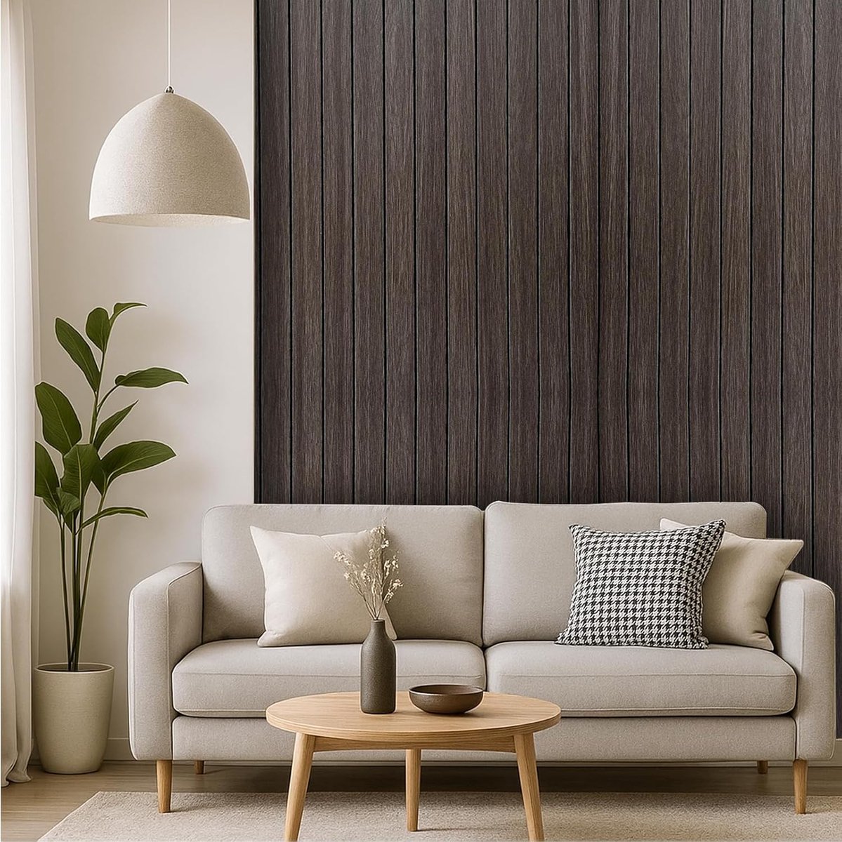 SnelShoppen - Akoestische Panelen Zelfklevend 300 x 40 cm 3D Houtlook Wandplaten voor Muur en Plafond Eenvoudig te Installeren voor Woonkamer, Slaapka