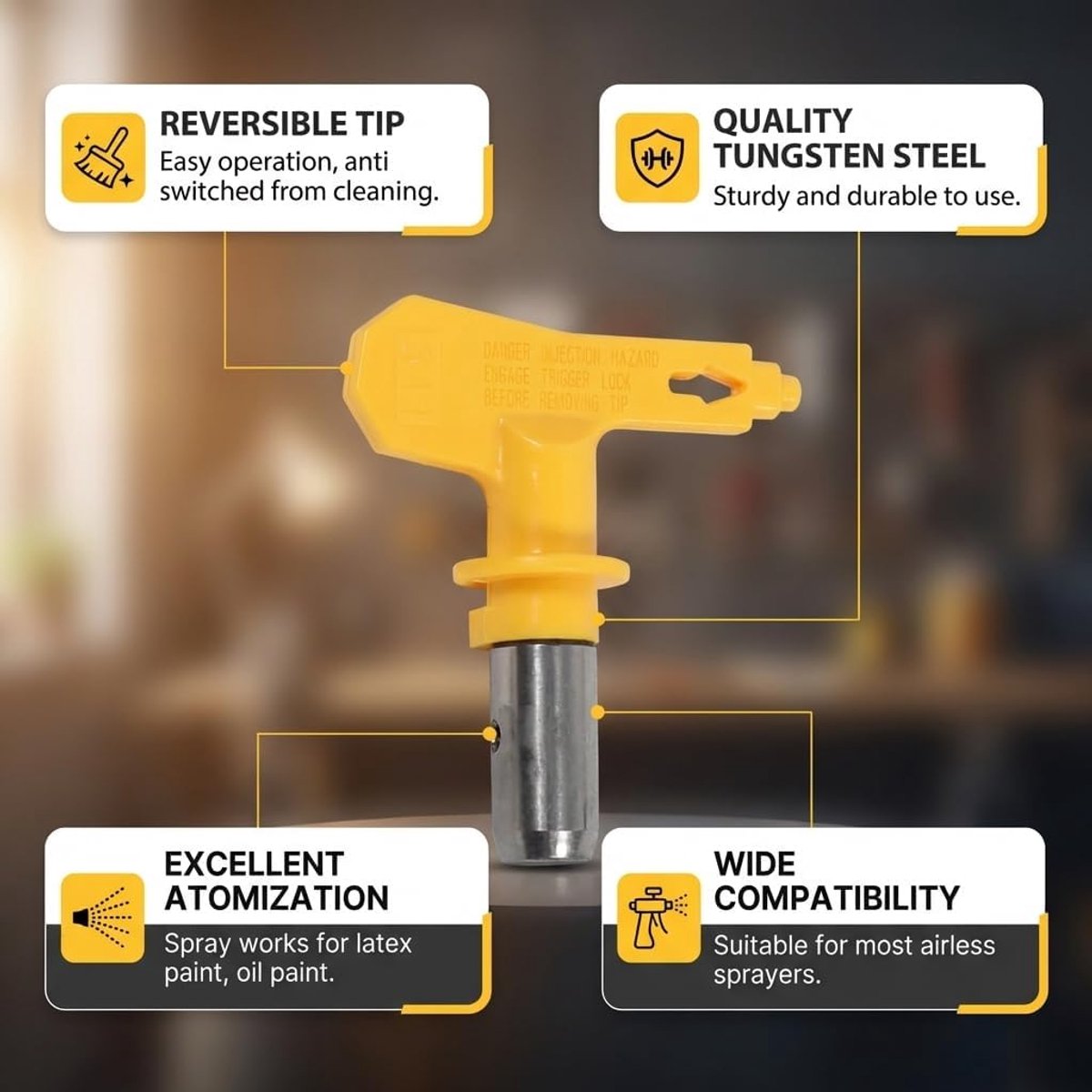 SnelShoppen - Professionele Elektrische Verfspuitpistool Machine met Universele Airless Spuitmond en Tungsten Staal Tip - Ideaal voor Tuin, Interieur