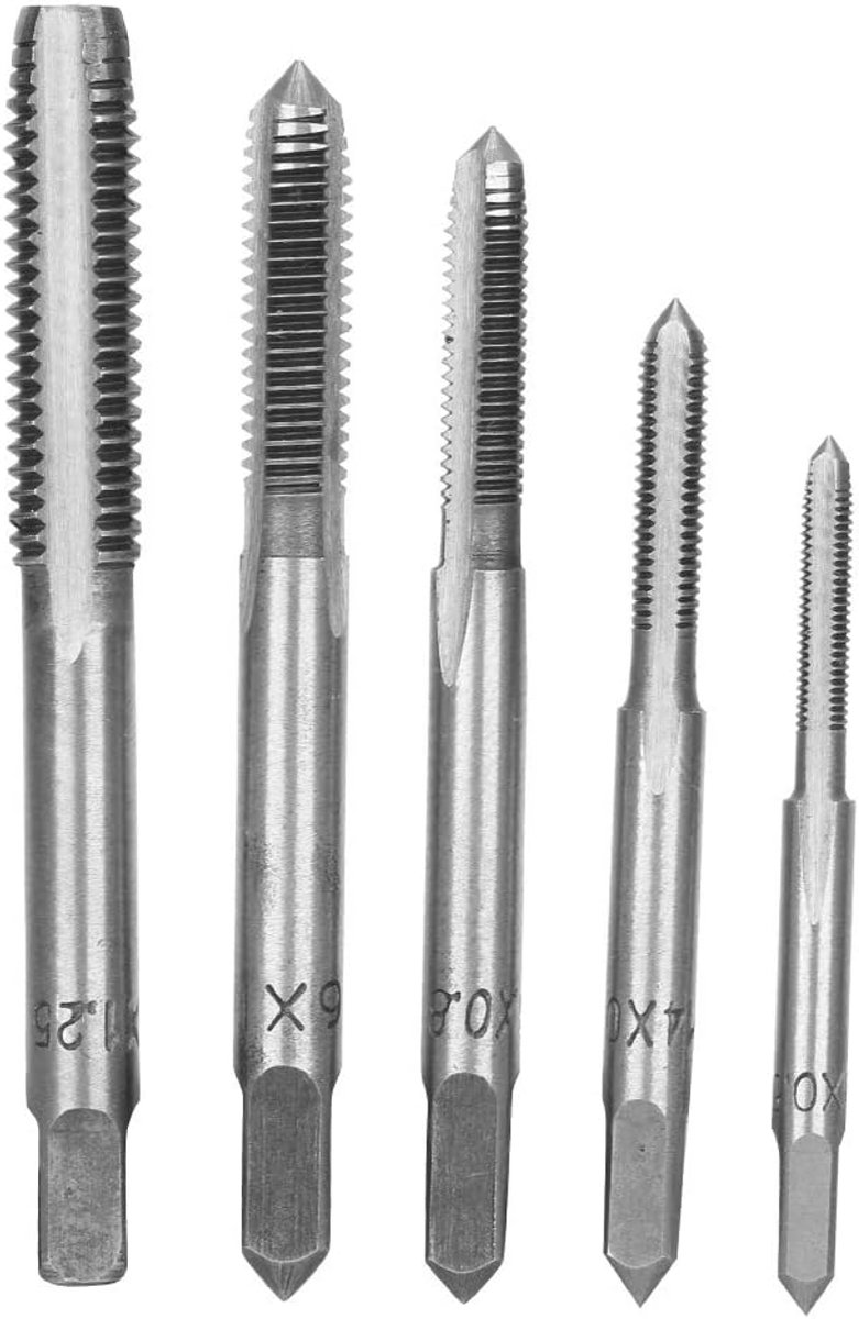SnelShoppen - Pack van 5 Schroefmofjes, Stalen Draad Snijder, M3, M4, M5, M6, M8 (Zilver) voor Precisie Tappen en Bevestigen