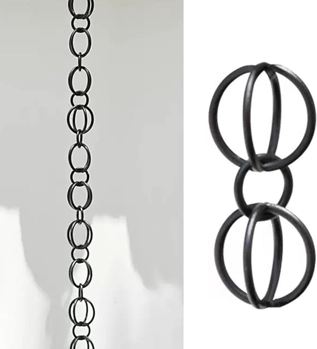 Regenketting Decoratie - Regenpijp Ketting Watergeleider - Tuin Decoreren - Japans Design - 1.8m - Zwart