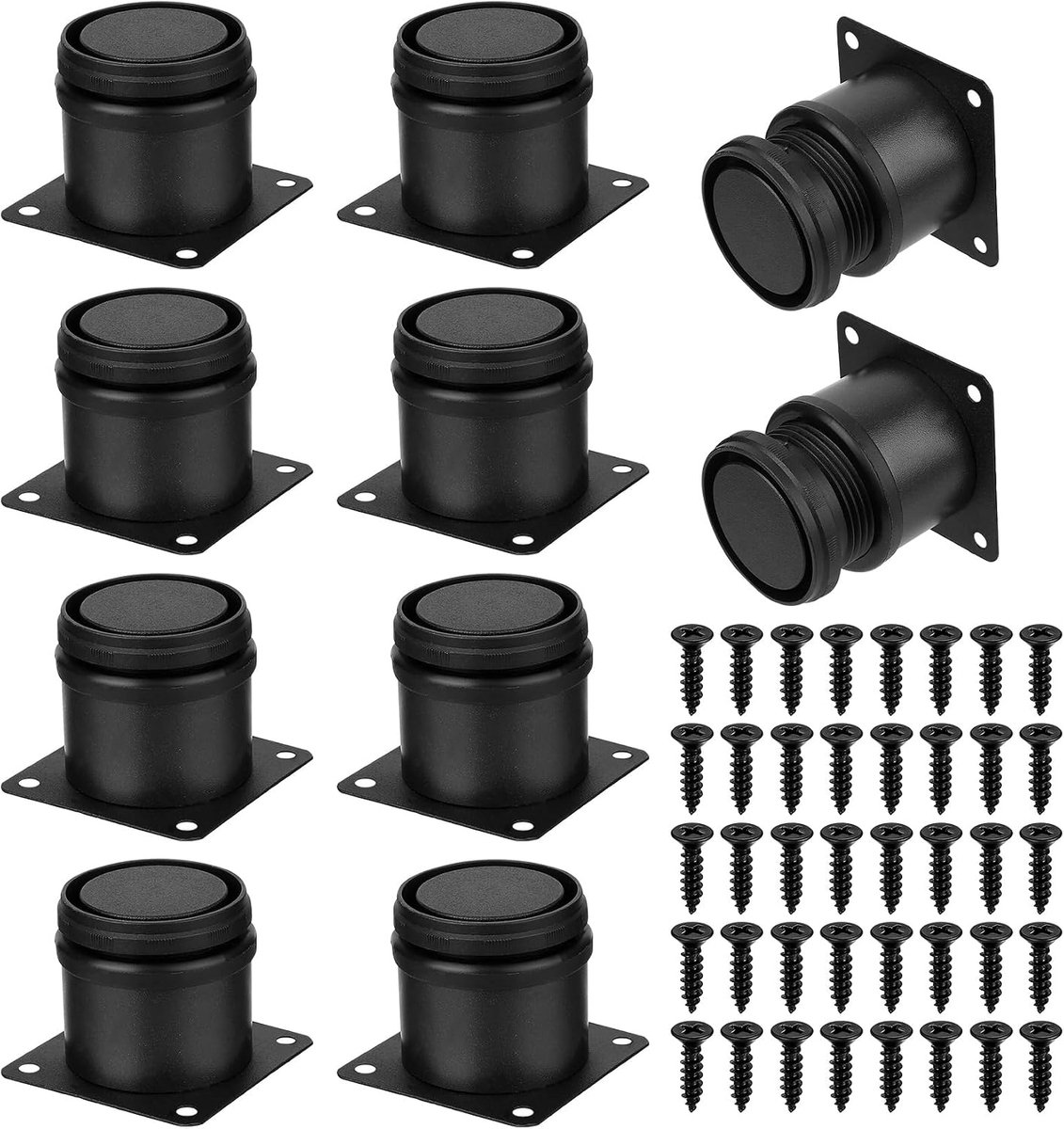 Pack of 10 Furniture Legs, Adjustable 5-6.5 cm, Metal Furniture Legs, Black, Adjustable Furniture Legs, Height - ShopVlot