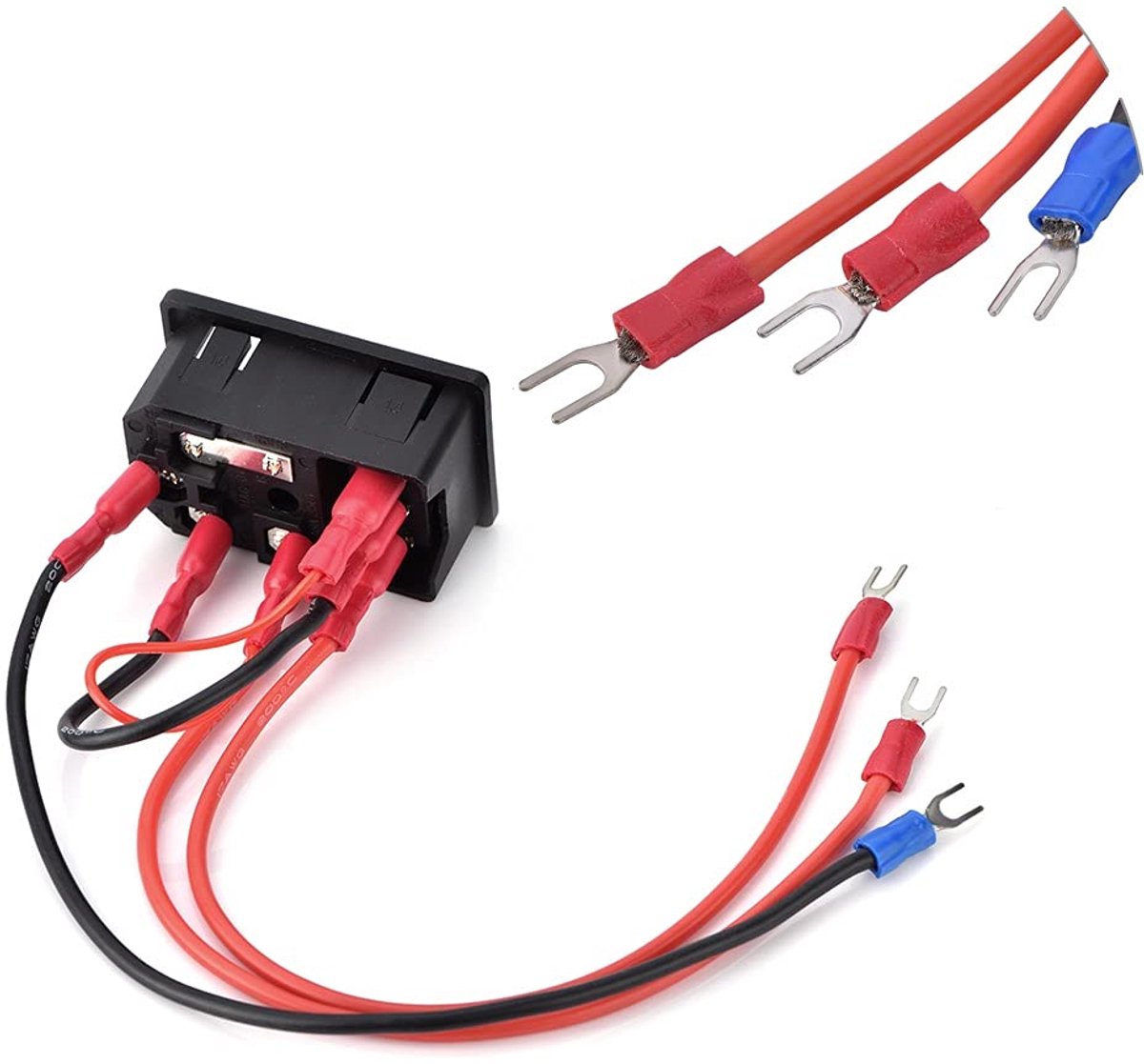 SnelShoppen - 15A 220V/110V Rocker Switch Invoermodule Stekker Schakelaar met 5A Vervangbare Zekering voor 3D Printer, Universele U-Stekker voor Gemak