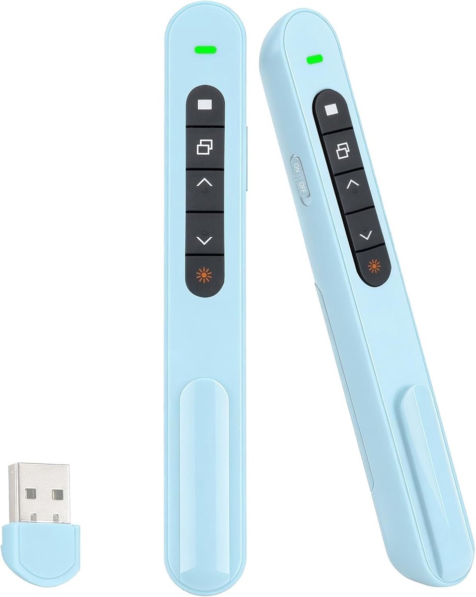 USB Presentatieafstandsbediening - Blauw - Draadloos met 100M Bereik - Voor PowerPoint en Andere Presentaties - Voor Conferenties en Lezingen