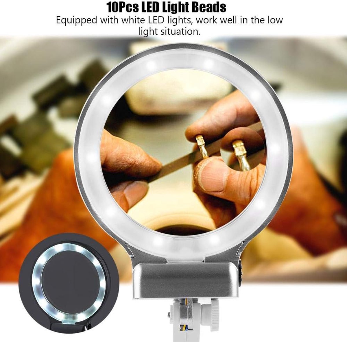 SnelShoppen - Vergrootglas met LED Verlichting, 3x/4.5x Vergroting, Handsfree Soldeerstandaard met Mini Klem en Krokodillenklem voor Elektronica Repar