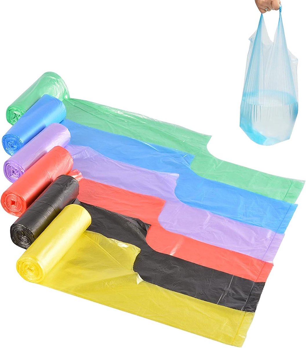 SnelShoppen - Afvalzakken 120 Stuks, Sterke Plastic Vuilniszakken, Multicolor, Geschikt voor Badkamer, Keuken, Woonkamer, Kantoor, Ongeparfumeerd, 6 R