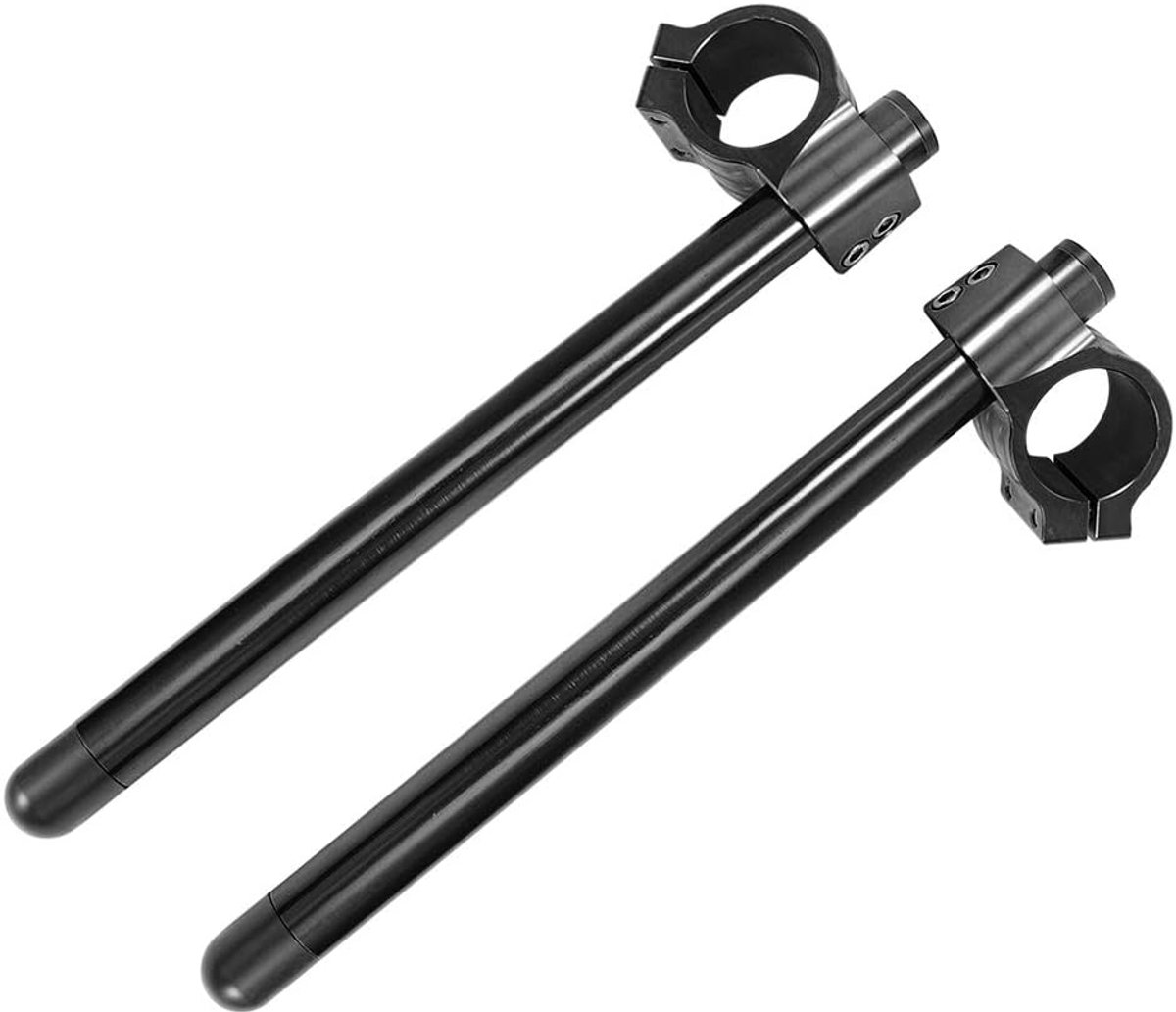 SnelShoppen - 43mm Universele Motorfiets Handvatten, Clip on Stuurset Aluminium Zwart, Verstelbaar, Duurzaam, Veilig en Geschikt voor Diverse Motoren