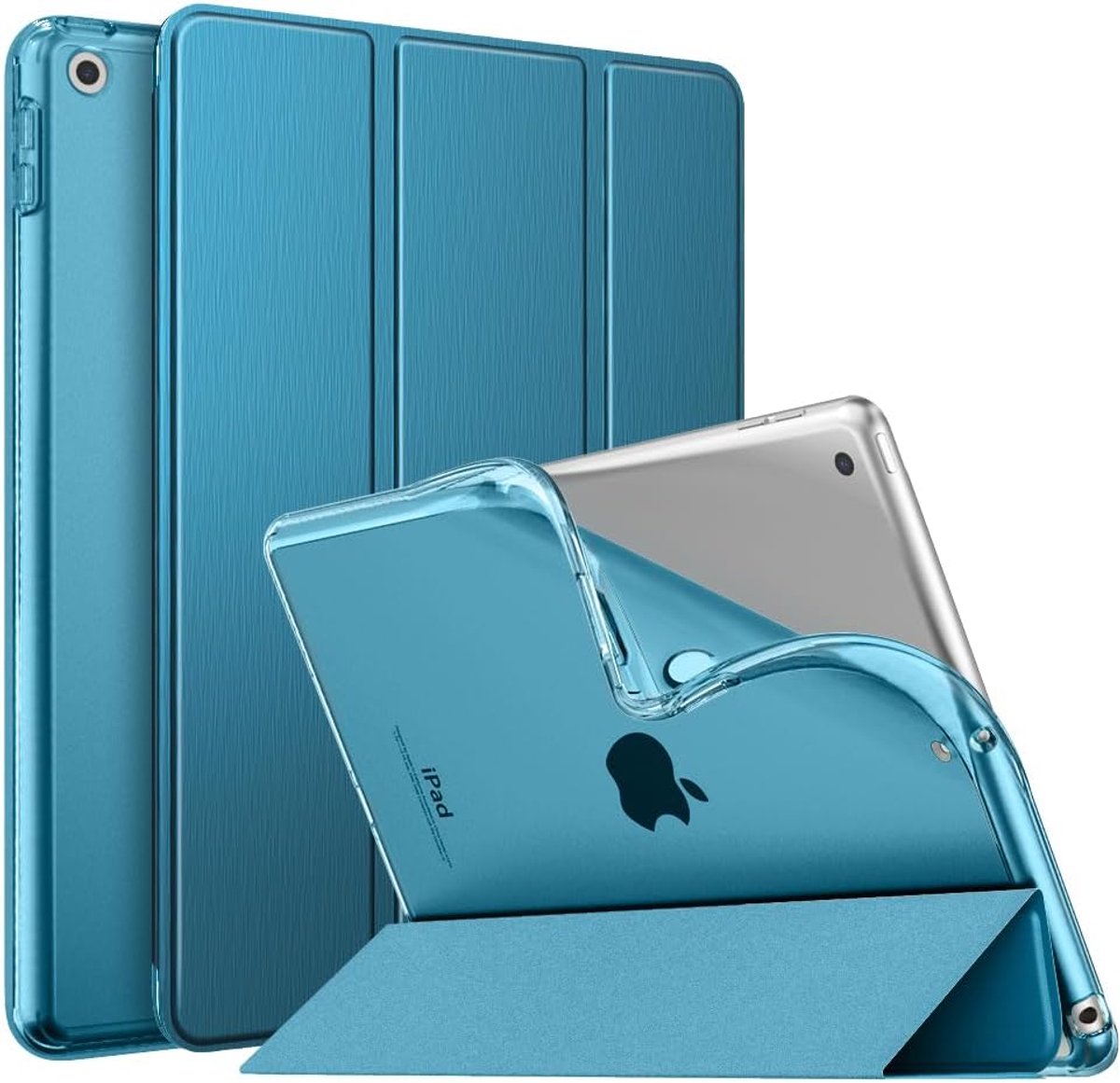 SnelShoppen - iPad 9e/8e/7e Generatie Hoes - Soft TPU Frosted Achterkant - Slanke iPad 10.2 inch Case met Tri-fold Stand - Auto Wake/Sleep - Franse Bl