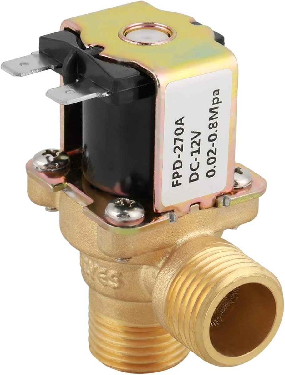 SnelShoppen - Elektrische Solenoid Klep, Normaal Gesloten Waterinlaat Schakelaar, DC 12V DN15 G1/2, 1/2" Elektrische Solenoid Klep, 90 Graden Hoek, Vo