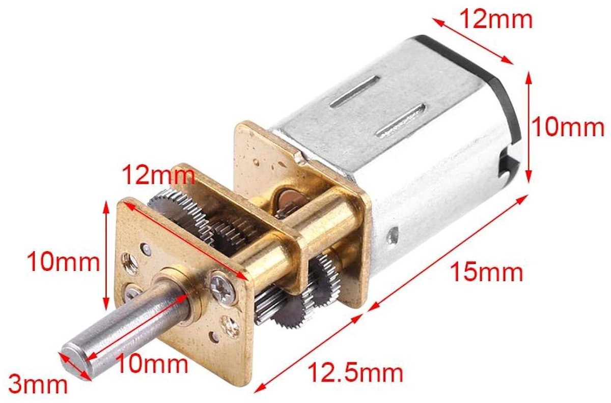 SnelShoppen - DC Motor 6V Mini Elektrische Metalen Gearbox 10RPM Micro Versnellingsmotor met 3mm As voor Robotwielen, DIY Projecten en Elektrische Loc