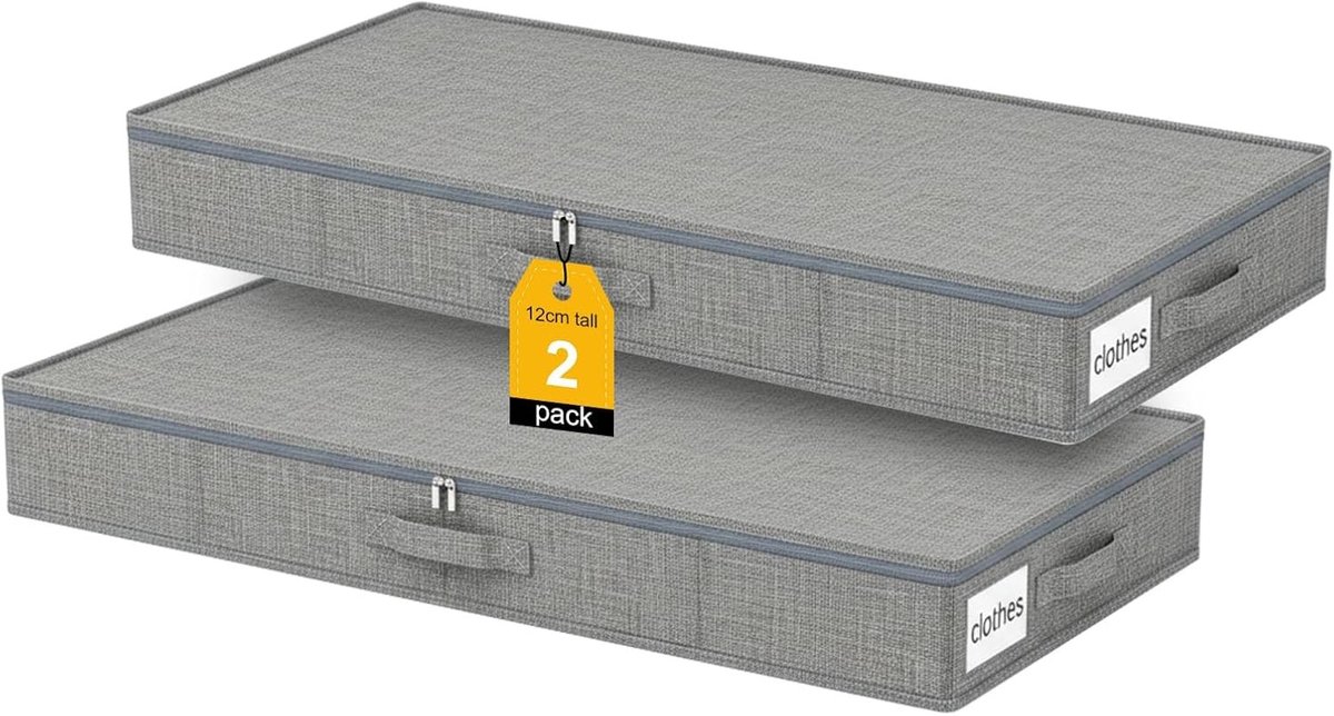 Opbergdoos voor onder het bed - Grijs - 85 x 40 x 12 cm - Waterdicht en Opvouwbaar - Voor Kleding en Dekbedden