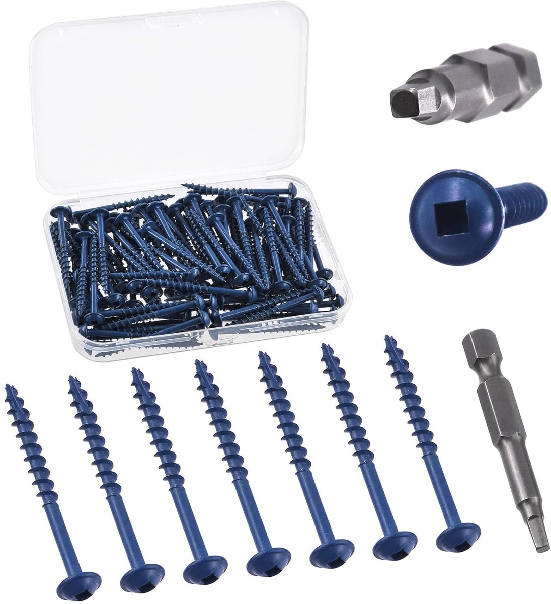 SnelShoppen - 100 Stuks Pocket Hole Schroeven #8×2" met 1 Stuk Aandrijfbits Assortiment Kit, Coarse Wire Houtschroeven, Zelftappend, Vierkante Aandrij