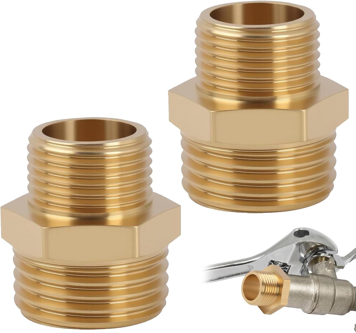 Reducer nippel G3/4 inch naar G1/2 inch - messing - 2 stuks - perfect voor drinkwatervoorziening - ShopVlot