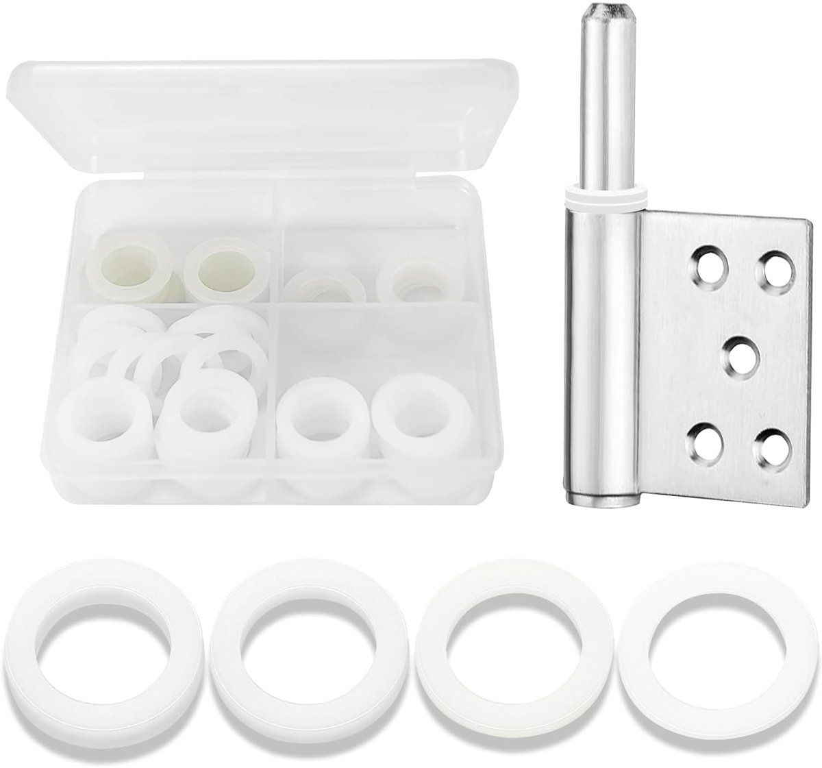80 Stuks Nylon Ringetjes voor Deuren en Scharnieren - Vervangingsringen in Wit (Dikte: 0.5/1/1.2/2mm)