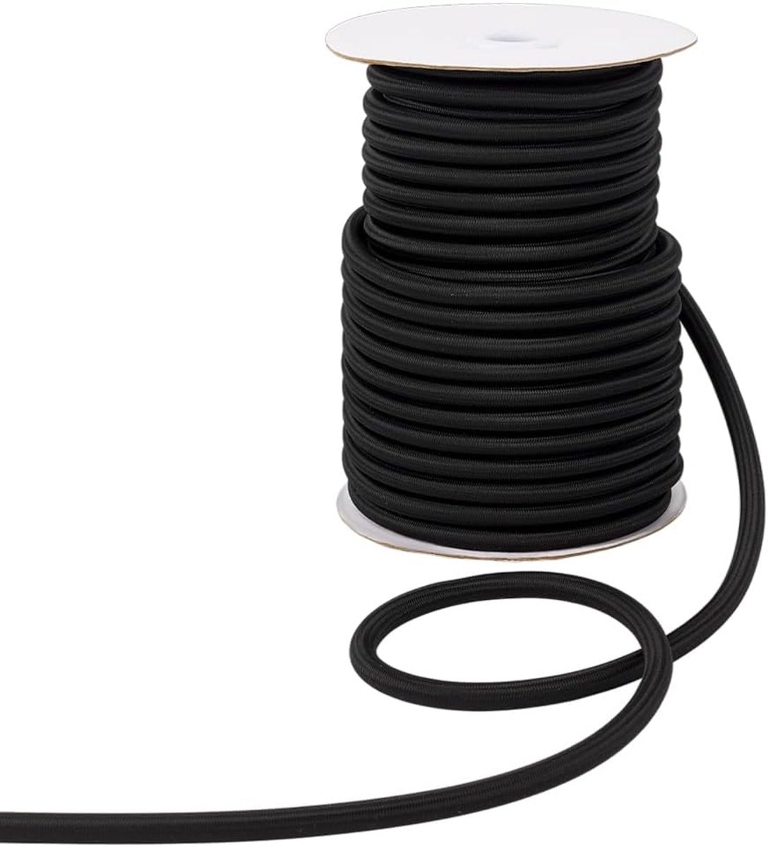 SnelShoppen - Zwart elastisch touw 25m x 8mm - Rubber expandertouw voor aanhangerzeil, doe-het-zelf knutselen, bagage, kamperen, zeilen, outdoor