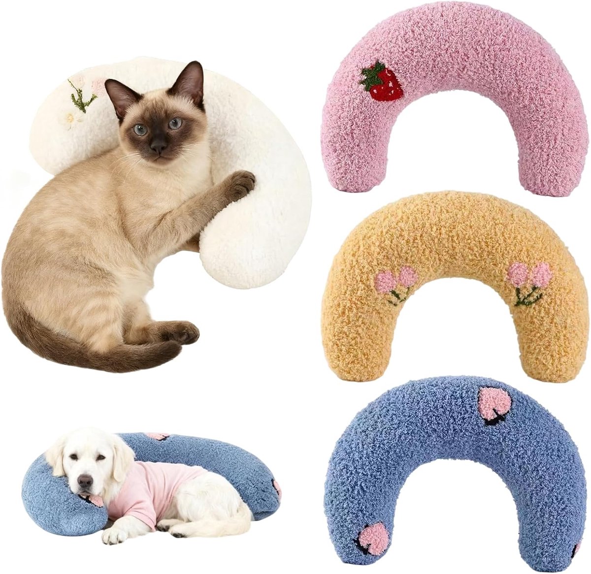 Dog Calming Pillow, 4 Pcs Pet Pillow, Cat Pillow, Plush Pet Neck Pillow, Fluffy Pet Pillow, Neck Pillow, Sleeping - ShopVlot