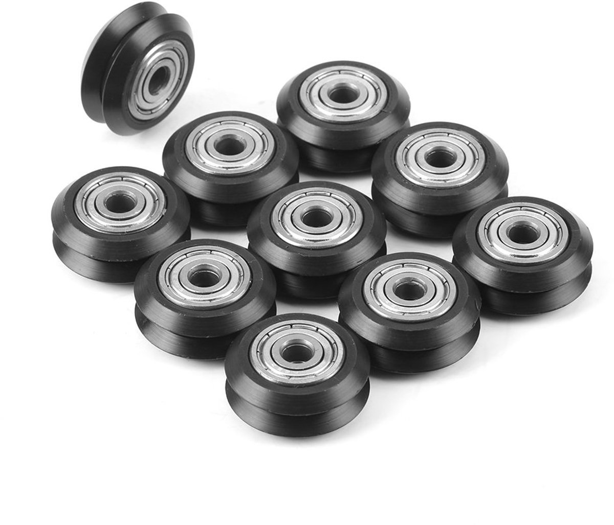 SnelShoppen - 10 Stuks V-Sloten Model Aandrijf Pulley voor Printers, POM Kunststof Met Lagers, Passieve Ronde Rollen voor 3D Printers
