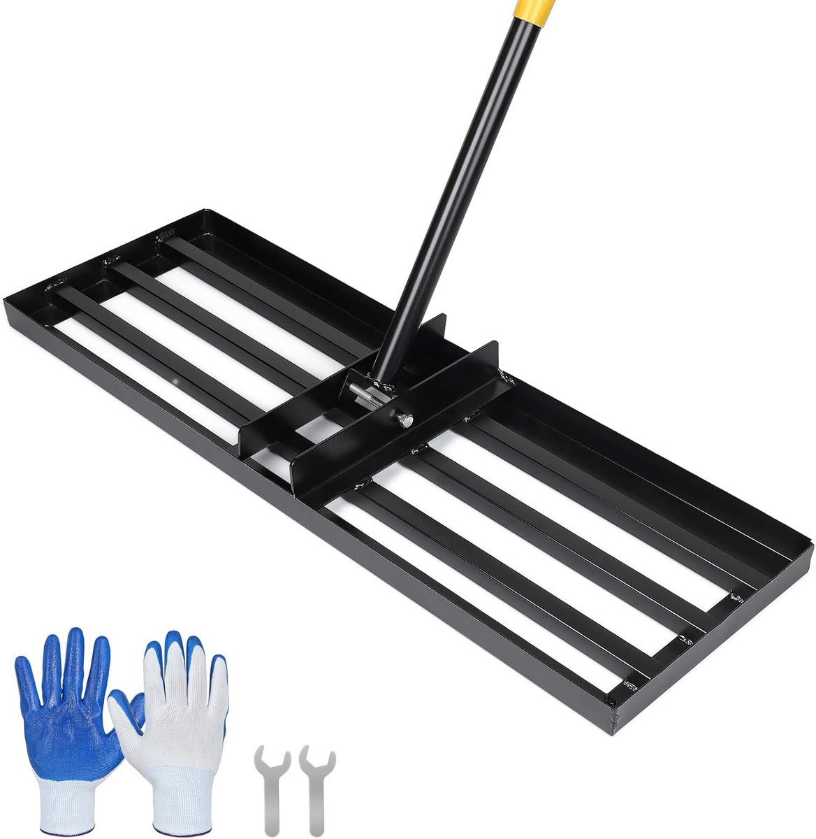 SnelShoppen - DBREAKS Tuinhark 75 x 26 x 157 cm, RVS Tuin Slede, Grondafvlakkingsgereedschap, Grading Rake voor Tuin, Golfbaan, Niveauer voor Gazon