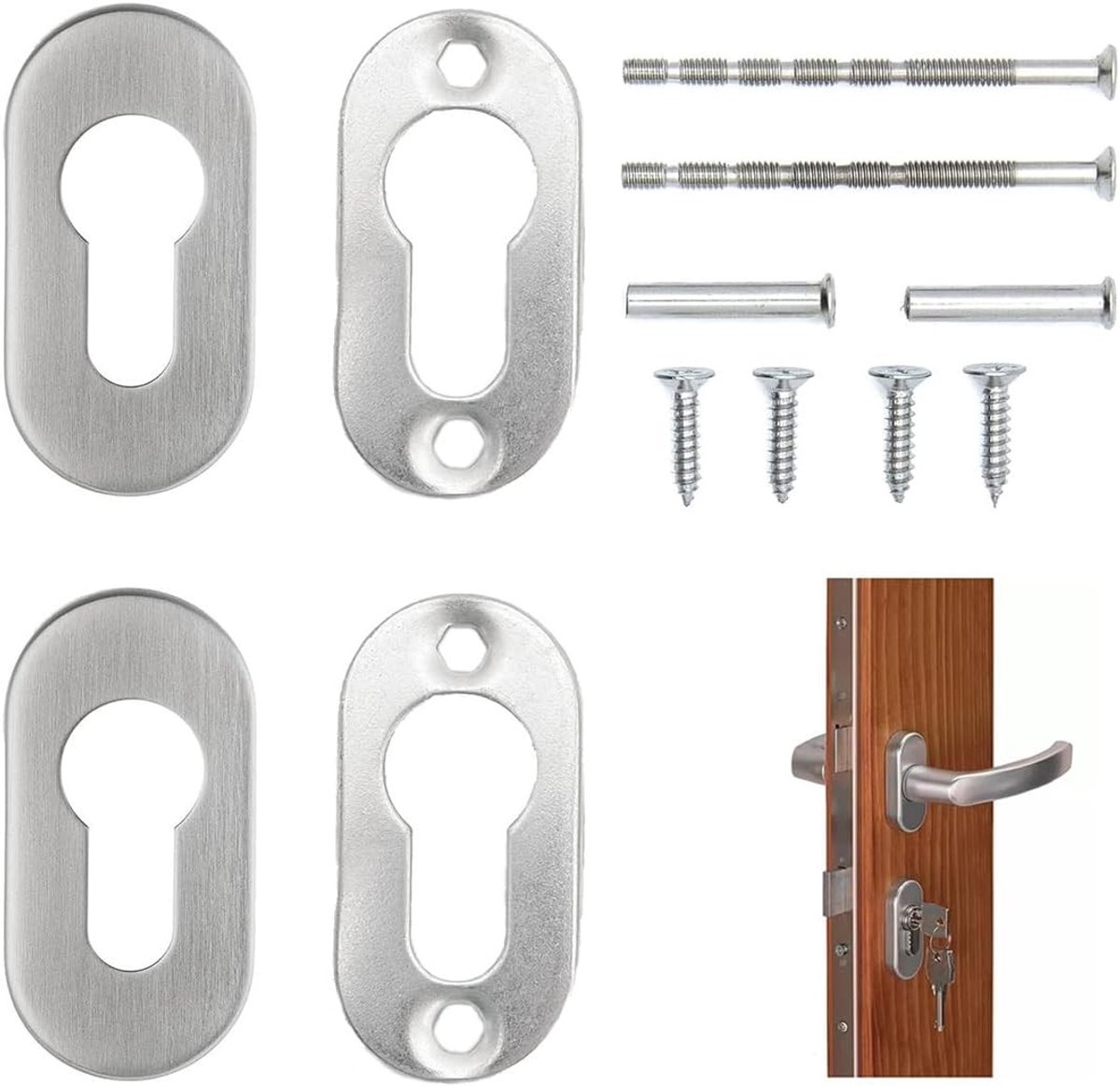 Ovaal Deurslotdeksel - Zilver - 31 x 62 mm - Roestvrij Staal met Hoogwaardige Slagvastheid - Voor Binnen- en Buitendeuren