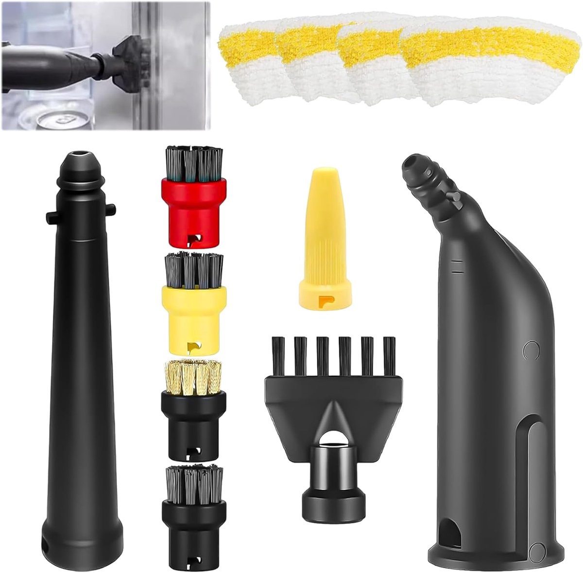 SnelShoppen - SC1 SC2 SC3 SC4 Stoomreiniger Accessoireset Vervangonderdelen voor Handmatige Mondstukken, Inclusief Verlengd Mondstuk, Ronde Borstel, S