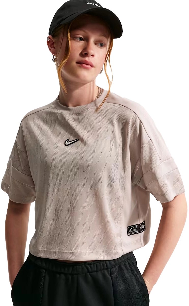 Nike sportswear mesh cover-up dance top in de kleur ecru. Creme