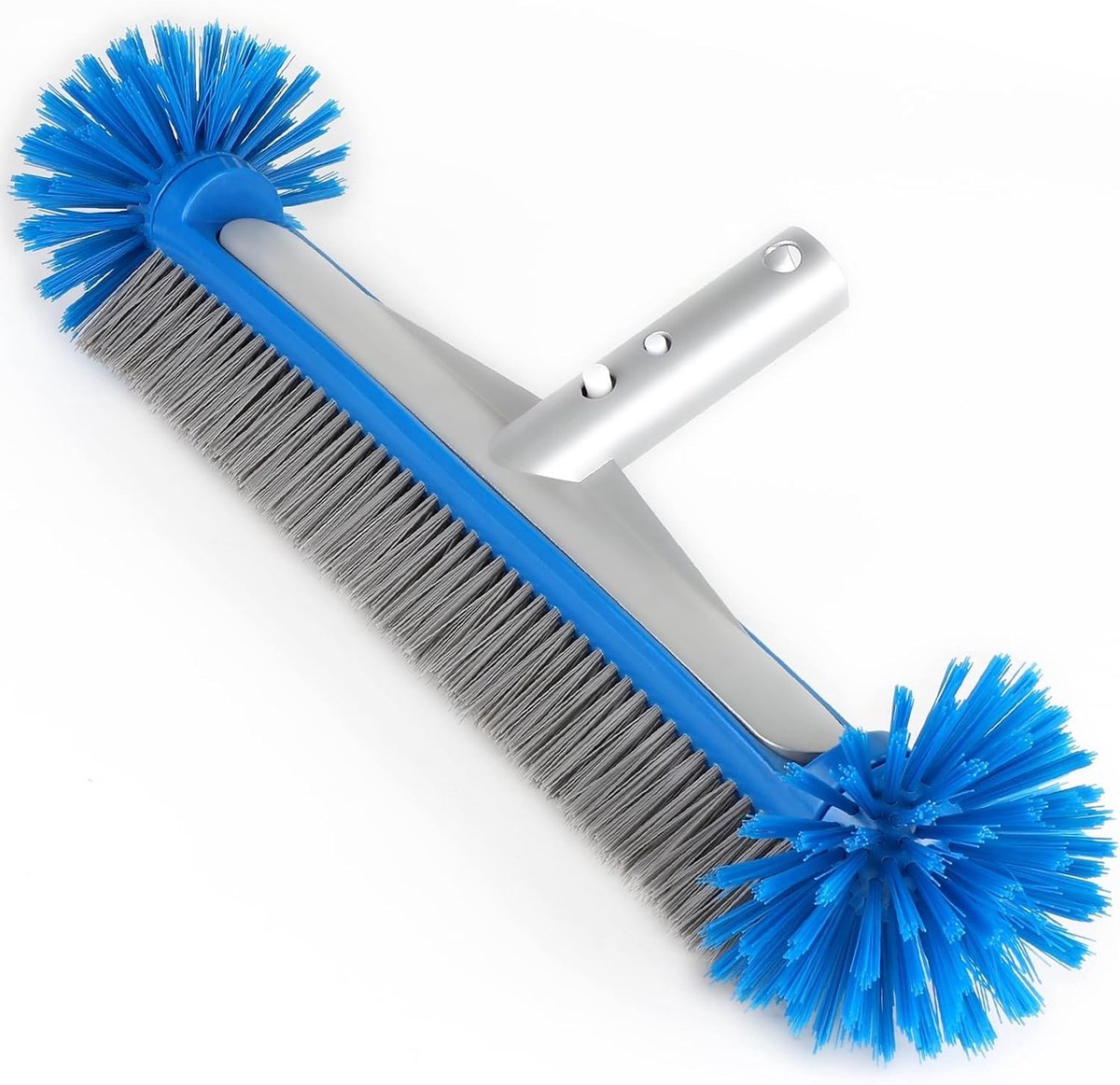 SnelShoppen - Zwembadborstel voor foliepool, zwembadreinigingsborstel met halfronde borstels, 17 inch nylon borstelharen, zwembadaccessoires voor zwem