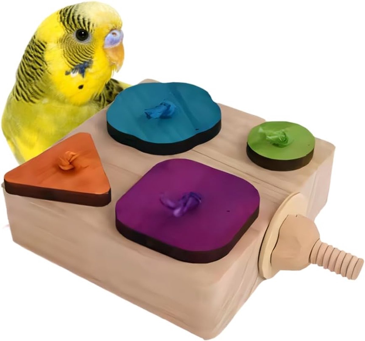 SnelShoppen - Voerzoekspeelgoed voor Vogels, Houten Voederbak voor Papegaaien, Wavy Parkieten Zoekdoos, Conures en Onscheidbare Vogels, Activiteit en