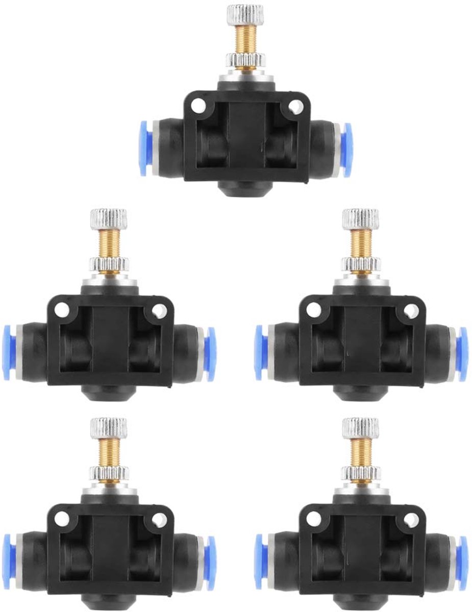 SnelShoppen - Pneumatische Ventielen Set van 5 Stuks - 6mm Snelsluiting Luchtleidingen voor Pneumatische Cilinders en Gereedschap