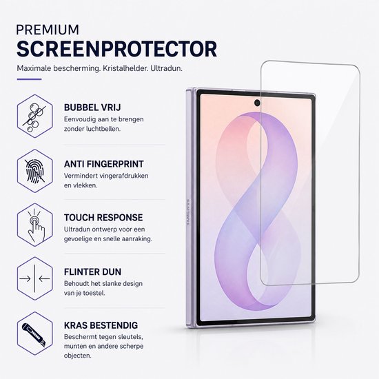Kristalheldere screenprotector voor Samsung Galaxy Z Fold. Dun, anti-vingerafdruk en krasbestendig.