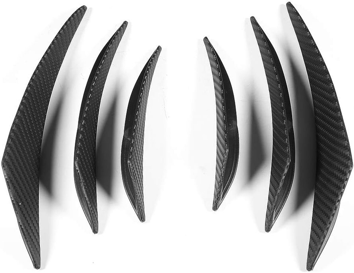 SnelShoppen - Car Bumper Canard 6 Stuks Carbon Fiber Textuur Bumper Fin Canard Splitter Diffuser Valence Spoiler Lip Geschikt voor Alle Auto's