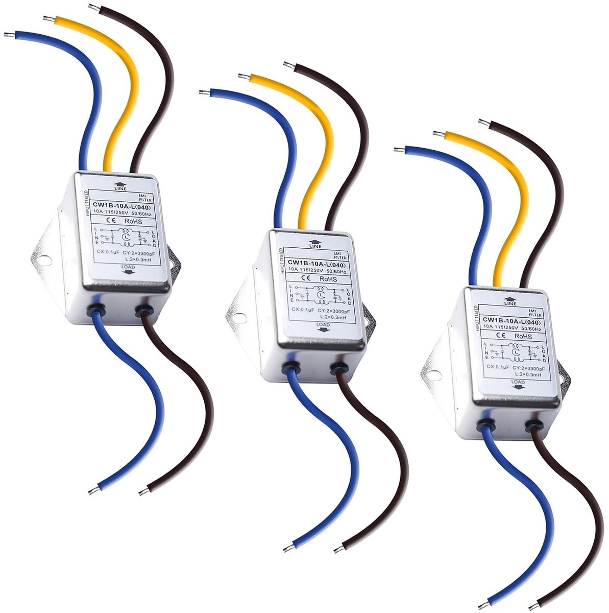 EMI Mains Filter 250V - Pack van 3 - Robuust met koperkern - Bescherming tegen storingen - SnelShoppen