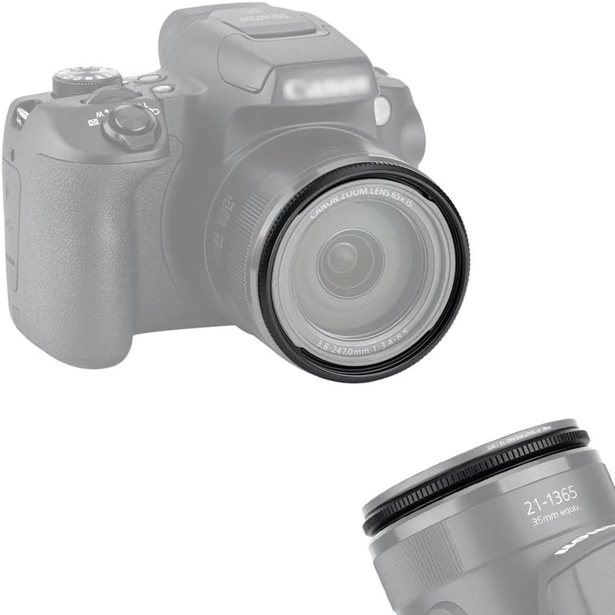 SnelShoppen - 58mm Lens Filter Adapter Ring voor Canon Powershot SX540 SX530 SX520 SX70 SX60 SX50 HS, SX40 SX30 SX20 SX10 IS, SX1 SLR-achtige Brugcame