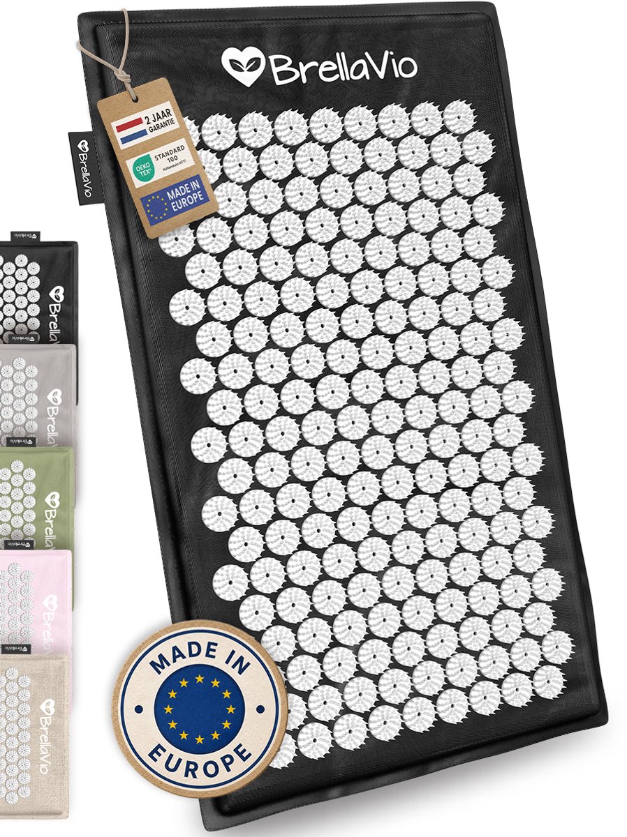 BrellaVio Spijkermat - Zwart - 74x44 cm - Acupressuur Mat - Acupunctuur Spijkerbed - Shakti Massage