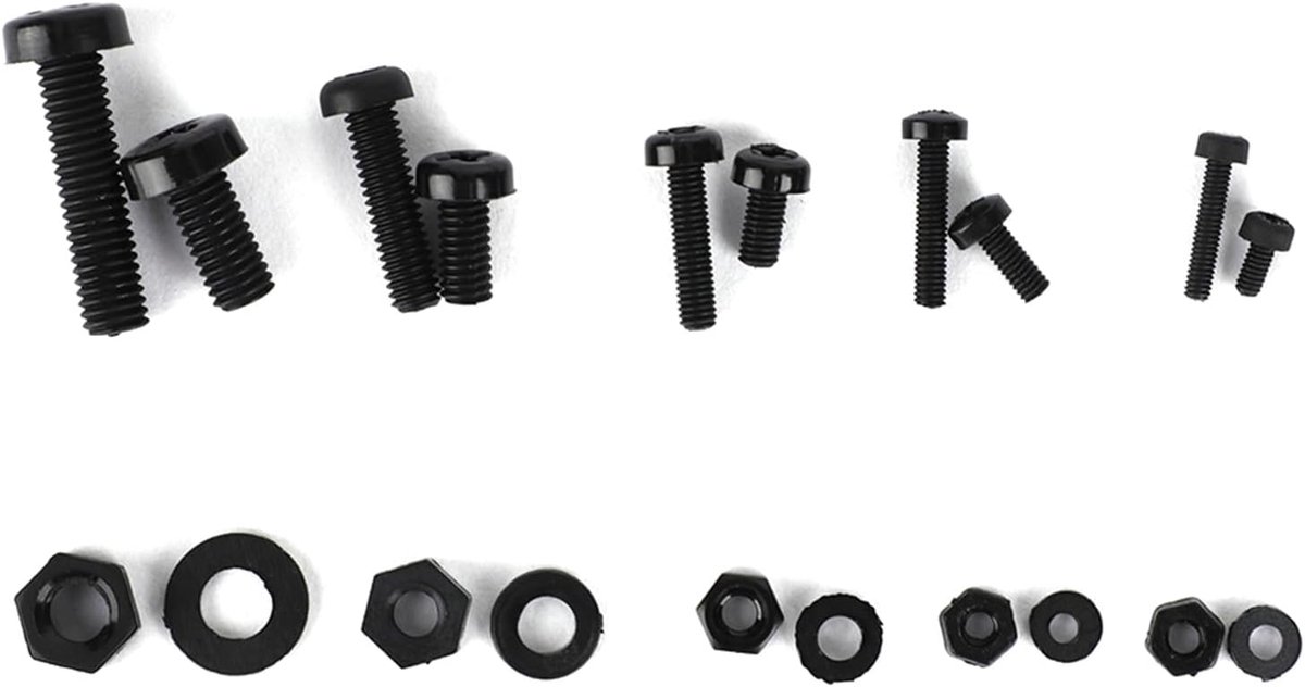 SnelShoppen - 270-Delige Nylon Moer Ring Kit M2/M2.5/M3/M4/M5, Nylon Schroef Hex Moer Spacer Accessoires Assortiment met Plastic Doos, Zwart/Wit