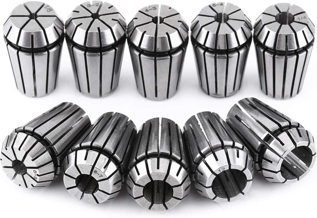 SnelShoppen - 10-delige ER20 Hoge Precisie Veerstaal Collet Set voor CNC Graveren, Frezen en Draaien - Hoogwaardige 65Mn Staal met Minder dan 0.01mm S