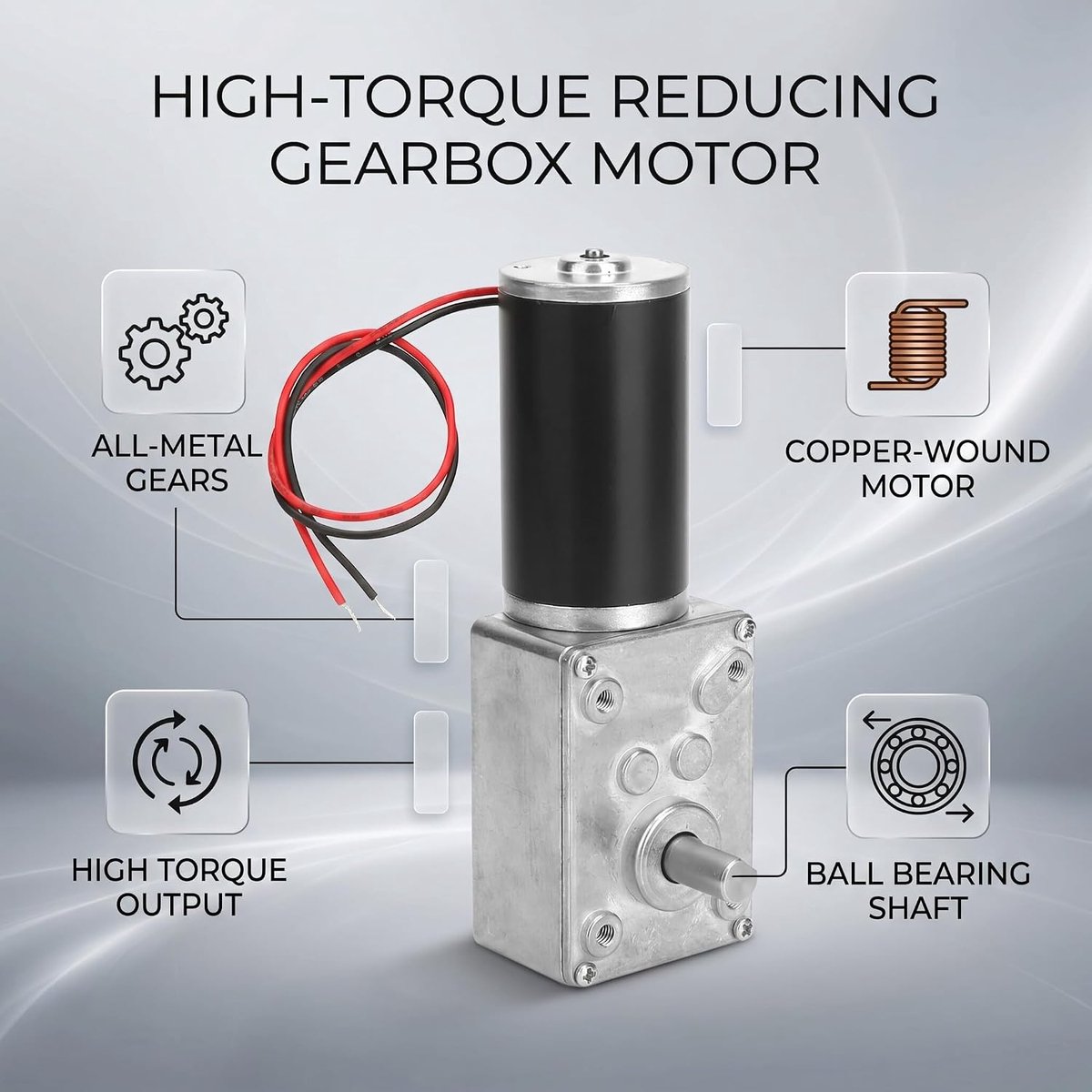 SnelShoppen - Wormwielmotor Elektrische Versnellingsbak 12V 400RPM Hoog Koppel Omkeerbaar 8mm As Metaal Tandwielen